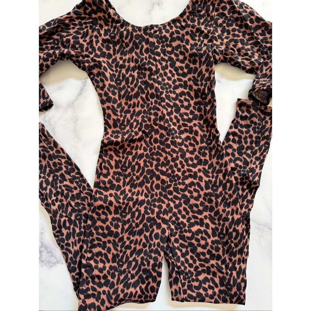 Jacques Moret Ultra girls 80’s vintage cheetah leotard brown black long sleeve s